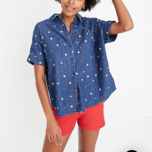 Madewell Tops - Madewell Embroidered Denim Courier Shirt in Confetti Floral